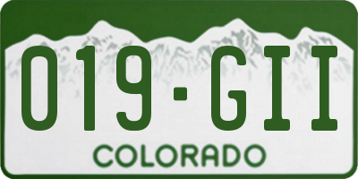 CO license plate 019GII