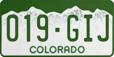CO license plate 019GIJ