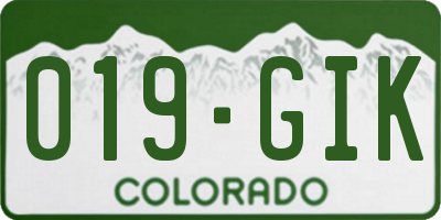 CO license plate 019GIK