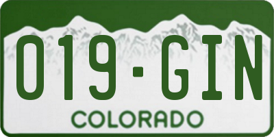 CO license plate 019GIN