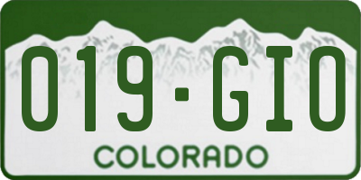 CO license plate 019GIO