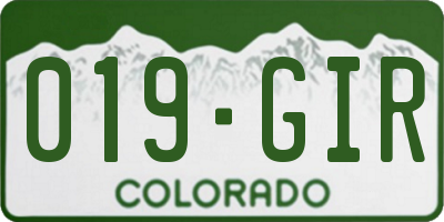 CO license plate 019GIR