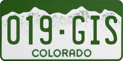 CO license plate 019GIS
