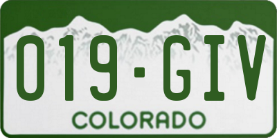 CO license plate 019GIV