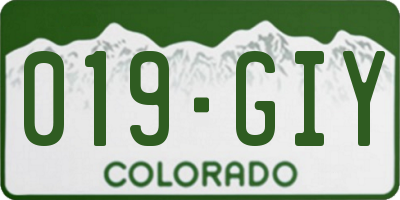 CO license plate 019GIY