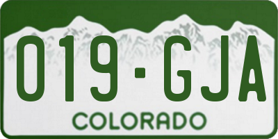 CO license plate 019GJA