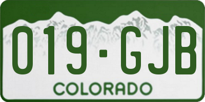 CO license plate 019GJB
