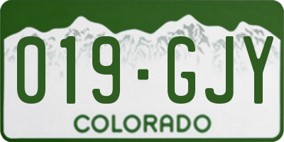 CO license plate 019GJY