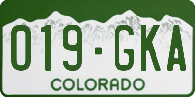 CO license plate 019GKA