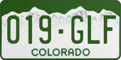 CO license plate 019GLF