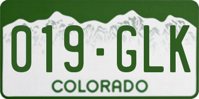 CO license plate 019GLK