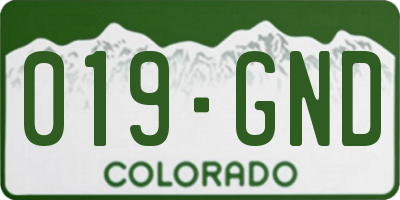 CO license plate 019GND