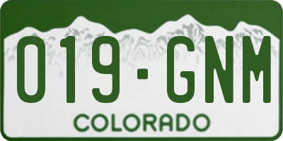 CO license plate 019GNM