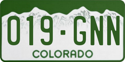 CO license plate 019GNN
