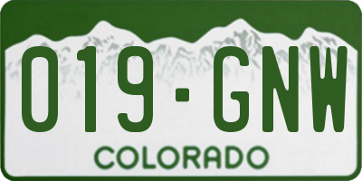 CO license plate 019GNW