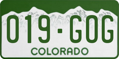 CO license plate 019GOG