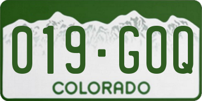 CO license plate 019GOQ