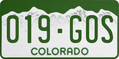 CO license plate 019GOS