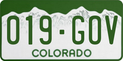 CO license plate 019GOV