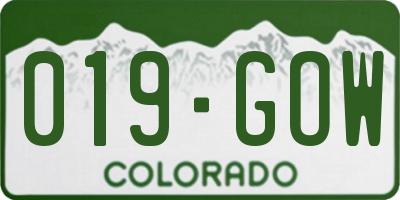 CO license plate 019GOW