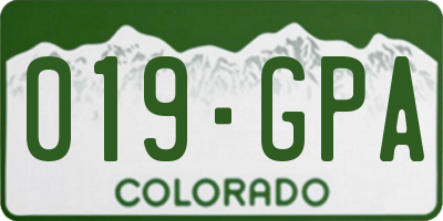 CO license plate 019GPA