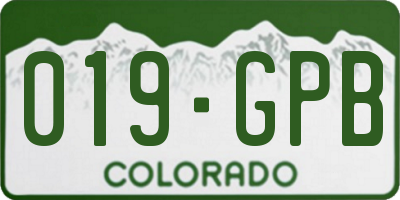 CO license plate 019GPB