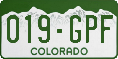 CO license plate 019GPF