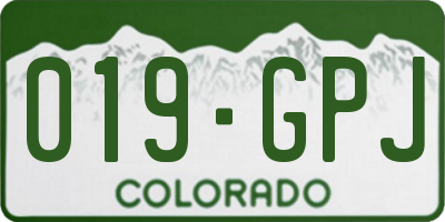 CO license plate 019GPJ