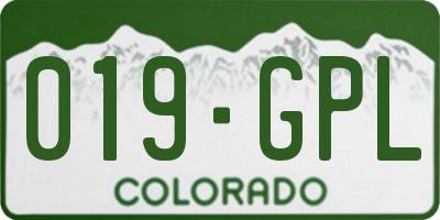 CO license plate 019GPL
