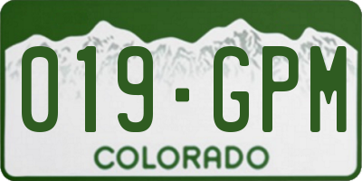 CO license plate 019GPM