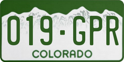 CO license plate 019GPR