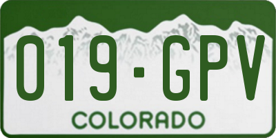 CO license plate 019GPV