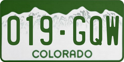 CO license plate 019GQW