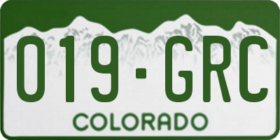 CO license plate 019GRC