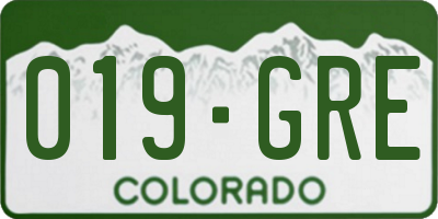 CO license plate 019GRE