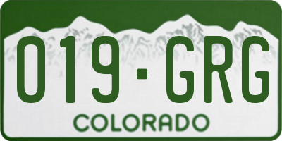 CO license plate 019GRG