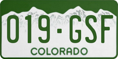 CO license plate 019GSF