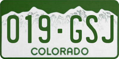 CO license plate 019GSJ