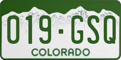 CO license plate 019GSQ