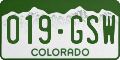 CO license plate 019GSW