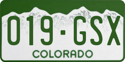 CO license plate 019GSX