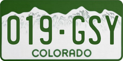 CO license plate 019GSY