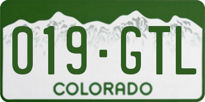 CO license plate 019GTL