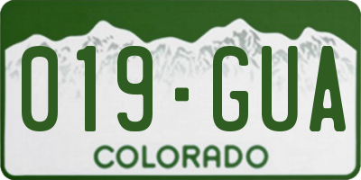 CO license plate 019GUA