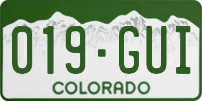 CO license plate 019GUI
