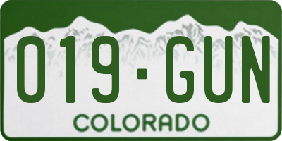 CO license plate 019GUN