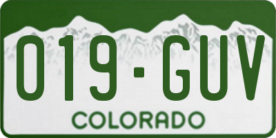 CO license plate 019GUV