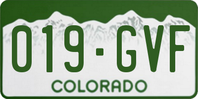 CO license plate 019GVF