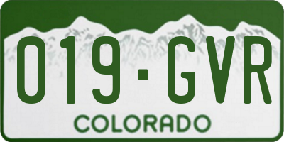 CO license plate 019GVR