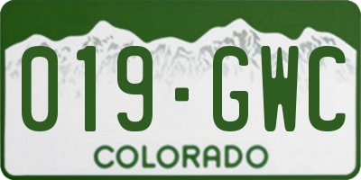 CO license plate 019GWC